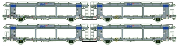 L.S. Models LS32153 - H0 - 2-tlg. Set Autotransportwagen, BLG, Ep. VI